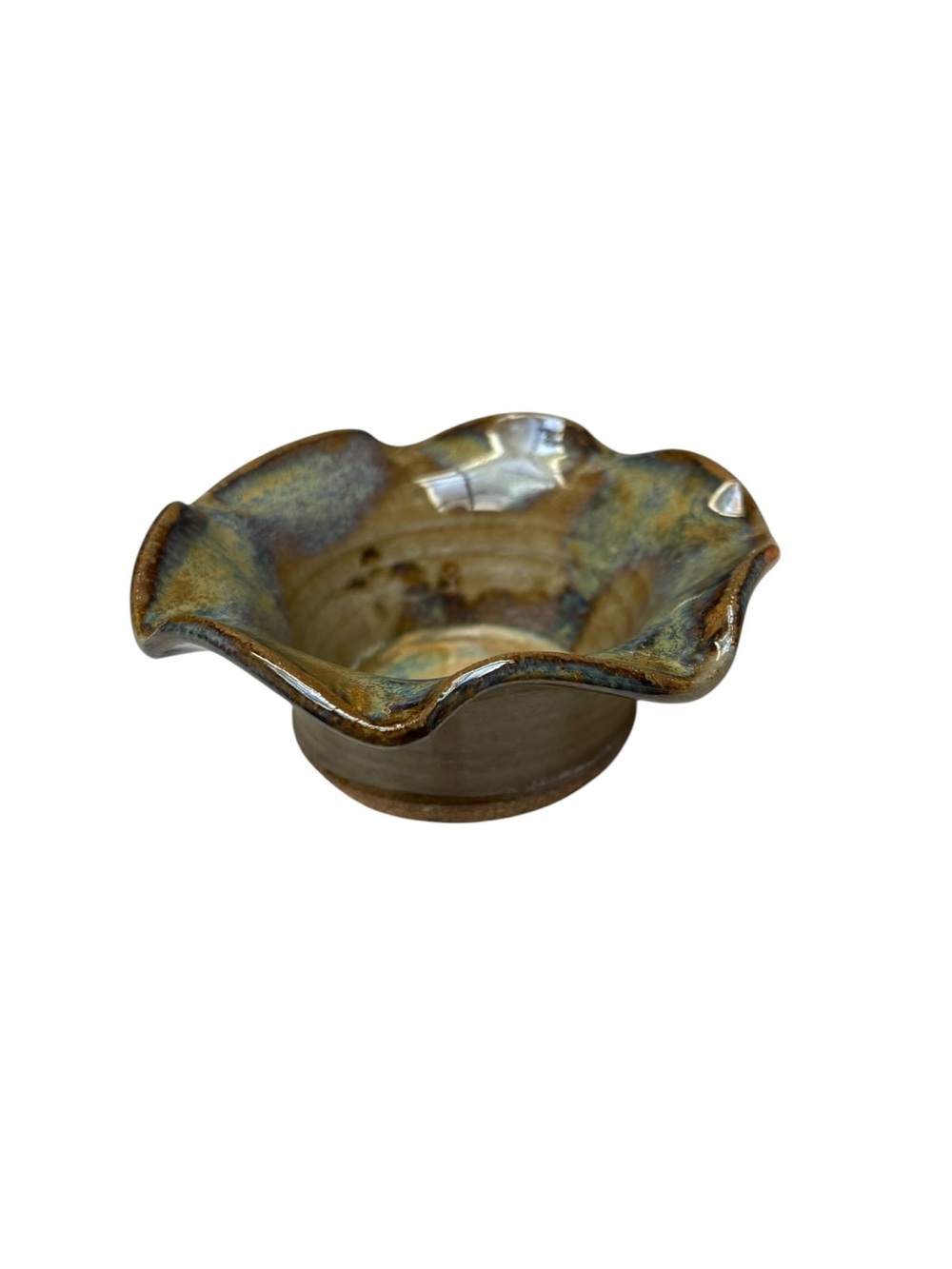 Handmade Studio Pottery Scalloped Salt Cellar Trinket Bowl